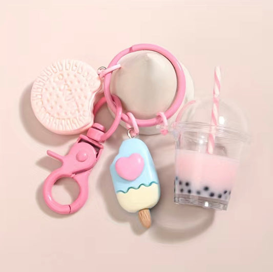 Cookie Ice Cream Boba Tea Keychain